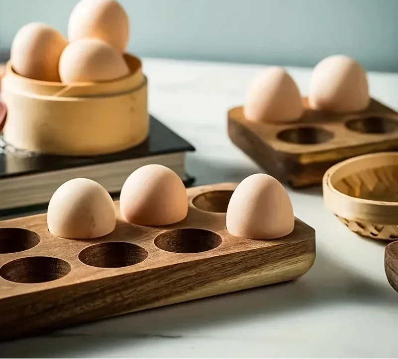 Wooden Egg Storage Tray – Multi-Compartment Kitchen Organizer