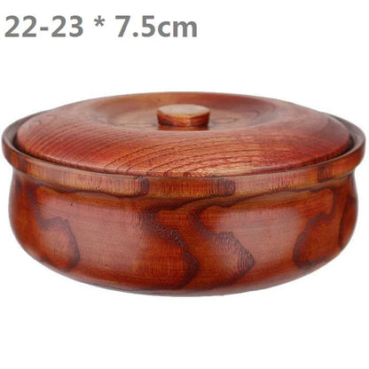 Solid Wooden Salad Bowl with Lid