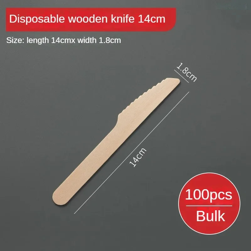Disposable Wooden Cutlery Set – 100pcs