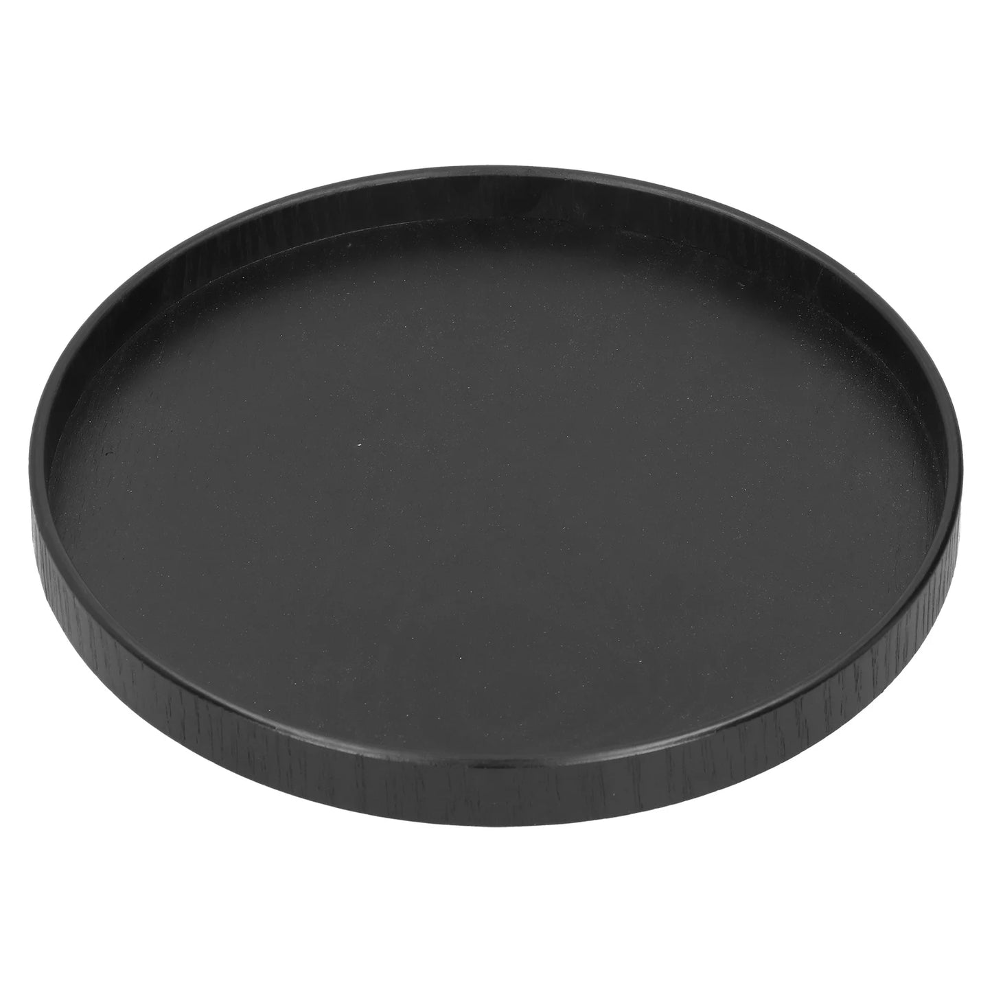 Black Wooden Serving Tray – Round Minimal Design