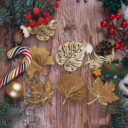 Set of 6 Leaf-Shaped Wooden Coasters