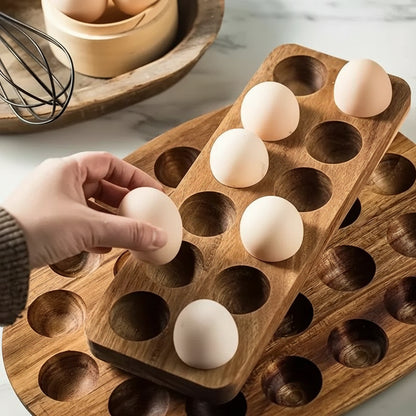 Wooden Egg Storage Tray – Multi-Compartment Kitchen Organizer