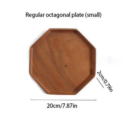 Acacia Wood Octagonal Dinner Plate