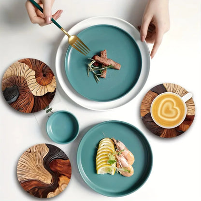 Set of 6 Elegant Wooden Coasters