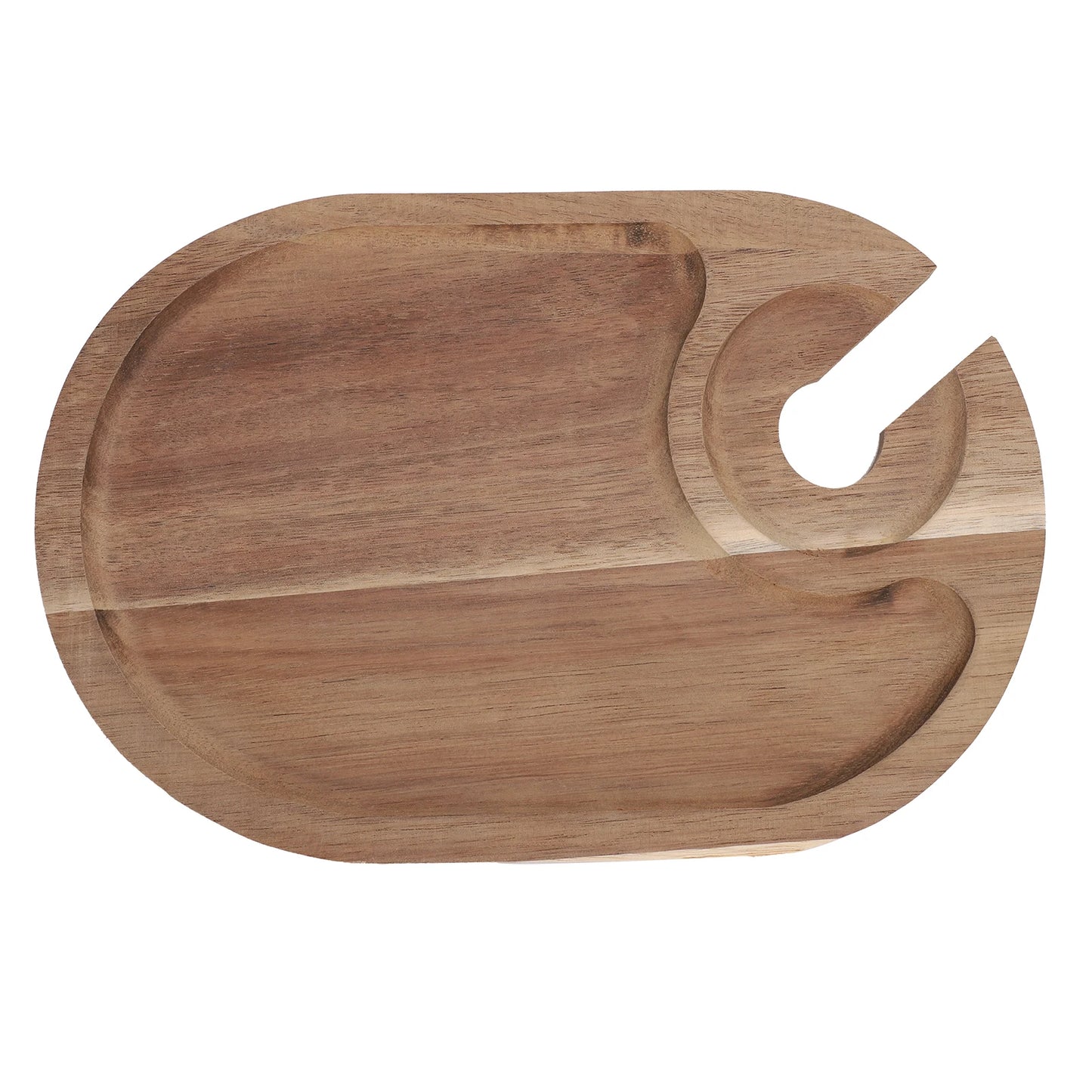 Wooden Wine Appetizer Plate with Glass Holder