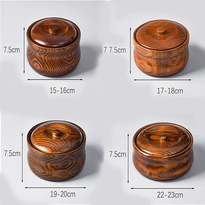 Solid Wooden Salad Bowl with Lid