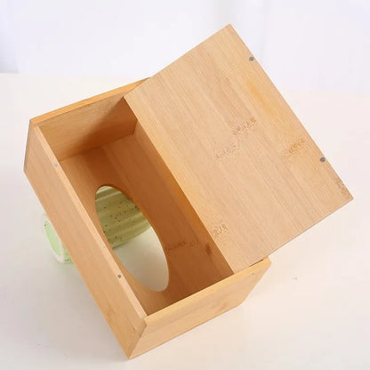 Bamboo Tissue Storage Box