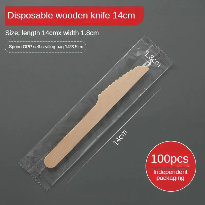 Disposable Wooden Cutlery Set – 100pcs