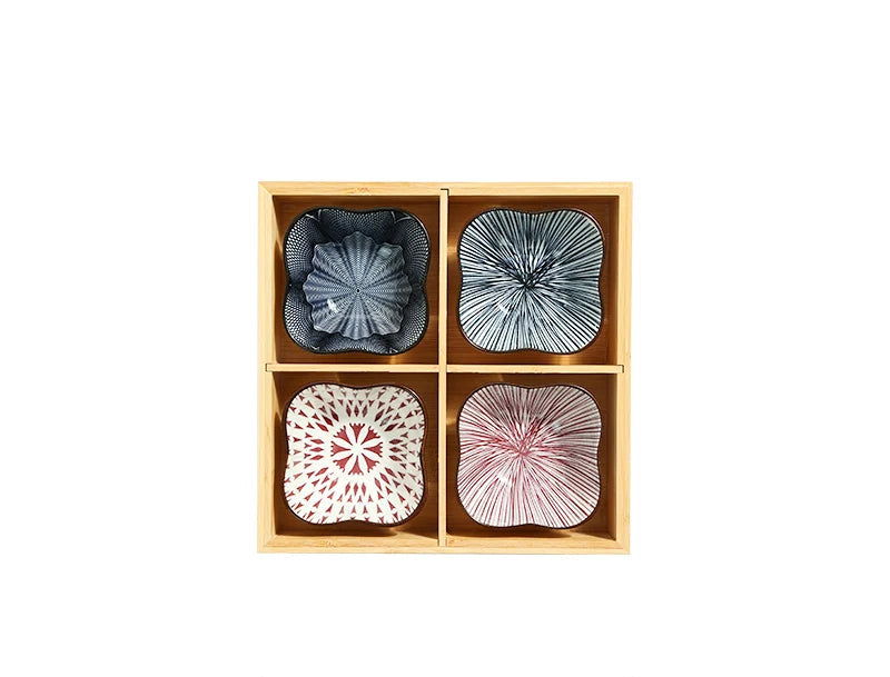 Japanese Wooden Tray – 9-Compartment Bamboo Plate