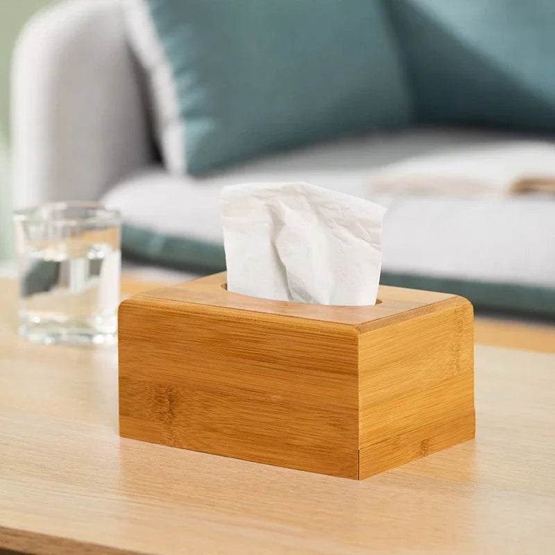 Bamboo Tissue Storage Box