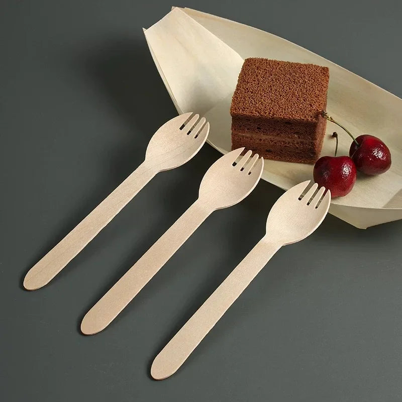 Disposable Wooden Cutlery Set – 100pcs