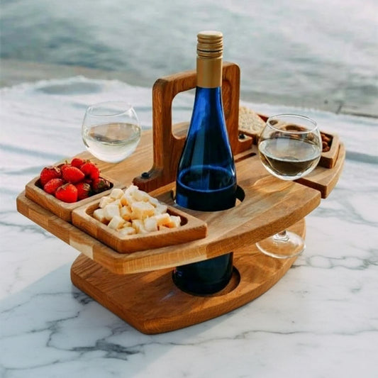 Wooden Folding Picnic Wine Table