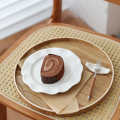 Round Wooden Serving Tray – Dark Walnut Finish