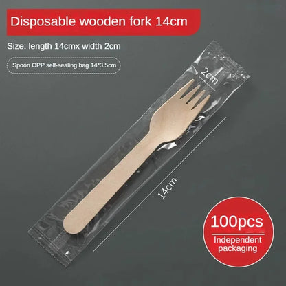 Disposable Wooden Cutlery Set – 100pcs
